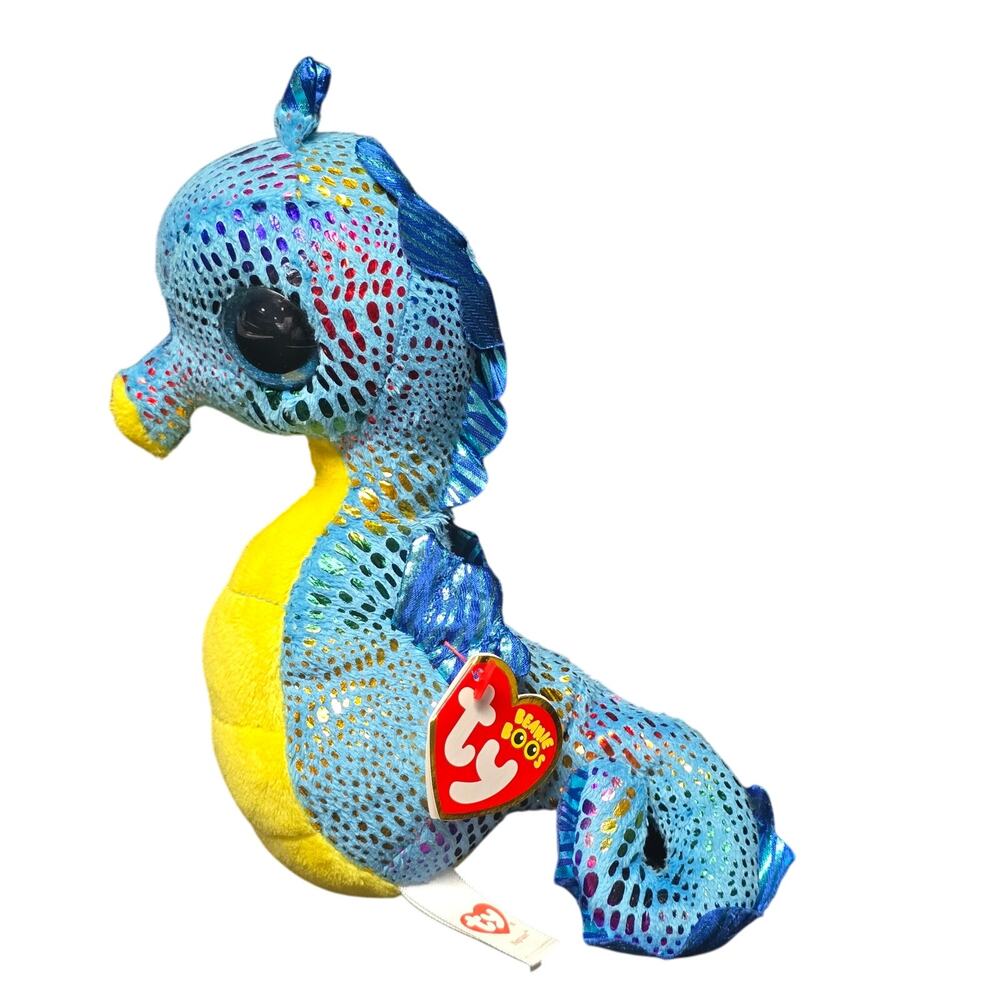 Ty Beanie Boo's Collection Blue Neptune the Seahorse Stuffed Bean Bag Animal